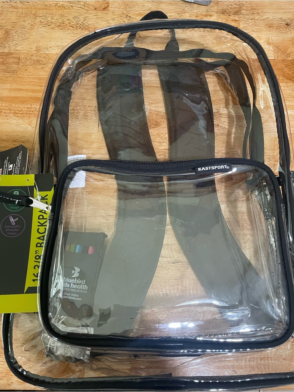 Eastsport Transparent Clear Backpack with Black Trim